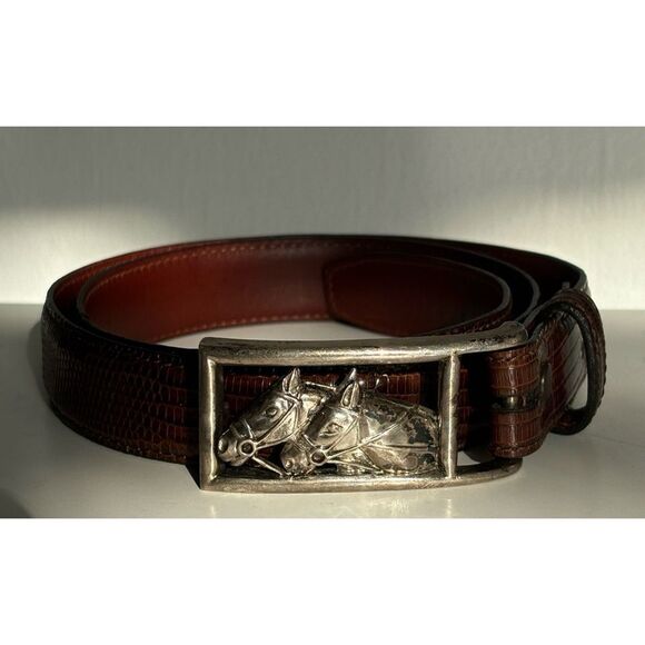 barry kieselstein- cord Accessories - VNT Barry  KIESELSTEIN Sterling HORSES Buckle 
 WITH LIZARD BELT SIZE 2